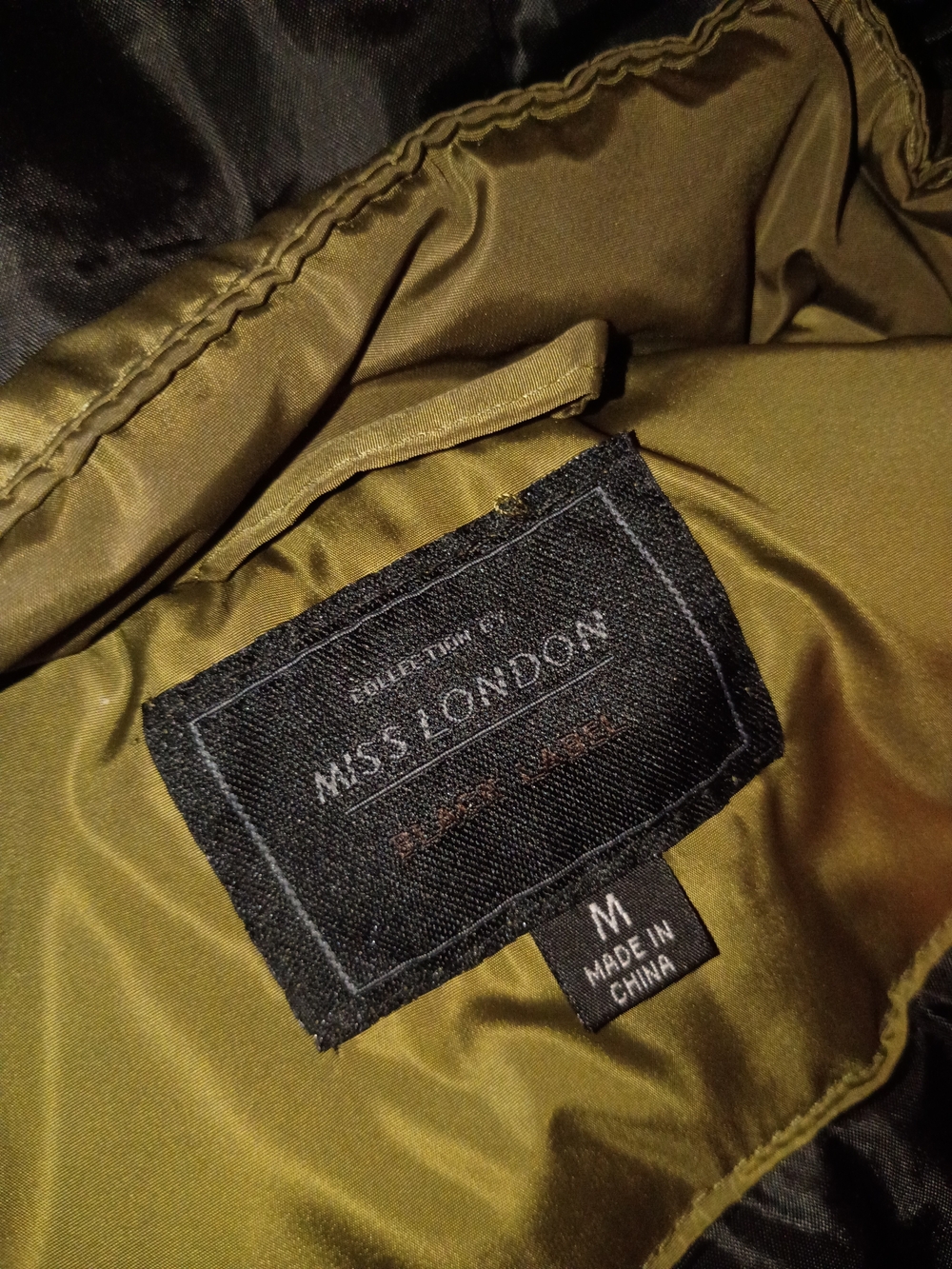 Miss London Black Label Olive Green Coat - M
